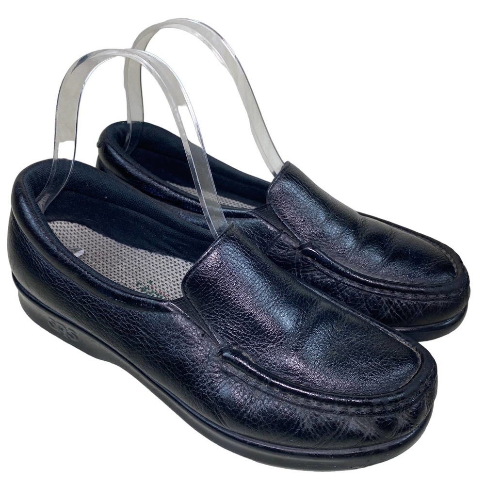 SAS WOMENS SZ 7 Simplify Black Pebble Leather Moccasin Tripad Loafers
